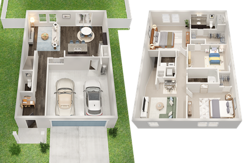 Floor plan for 3 beds, 2.5 baths, 1826 sqft